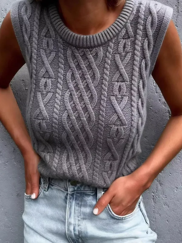 Cable Knit Sweater Vest made by Trendsi