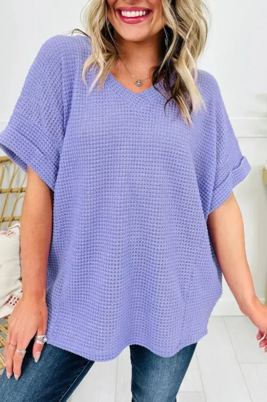 Waffle V Neck Short Sleeve Top sold by Charming Charlie