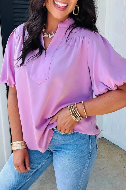 V Neck Puff Sleeve Summer Blouse sold by Charming Charlie