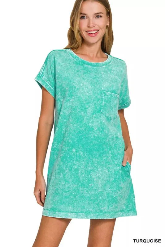 Zenana Premium Cotton Washed T-Shirt Dress sold by Charming Charlie