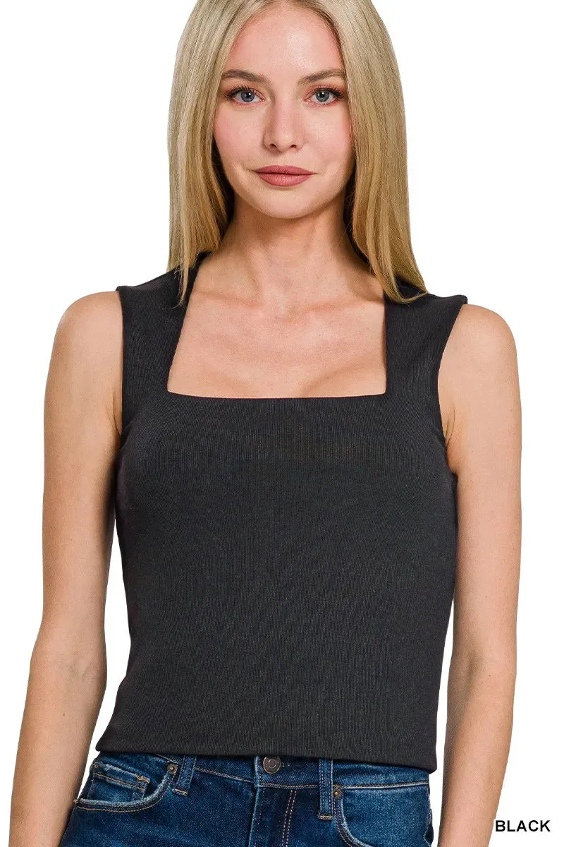 Zenana Ribbed Seamless Double Layered Square Neck Tank sold by Charming Charlie product image thumbnail 3