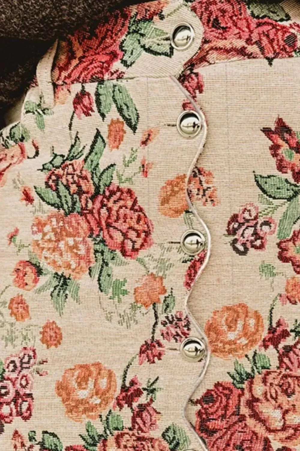 Floral Button-Front Scalloped Hem Skirt sold by Charming Charlie product image thumbnail 3