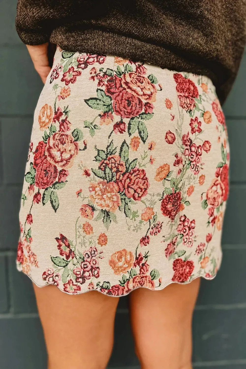 Floral Button-Front Scalloped Hem Skirt sold by Charming Charlie product image thumbnail 2