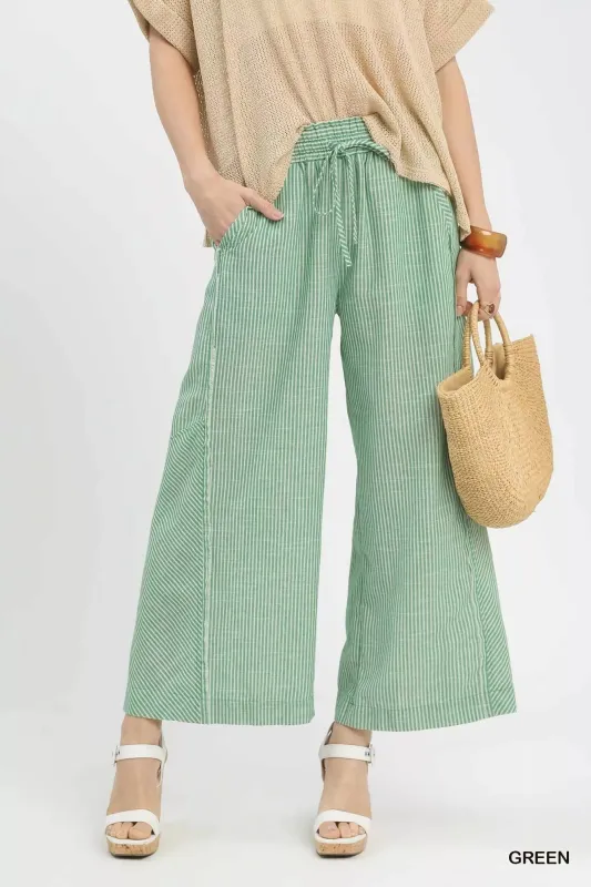 Umgee Linen Blend Striped Wide Leg Pants sold by Charming Charlie