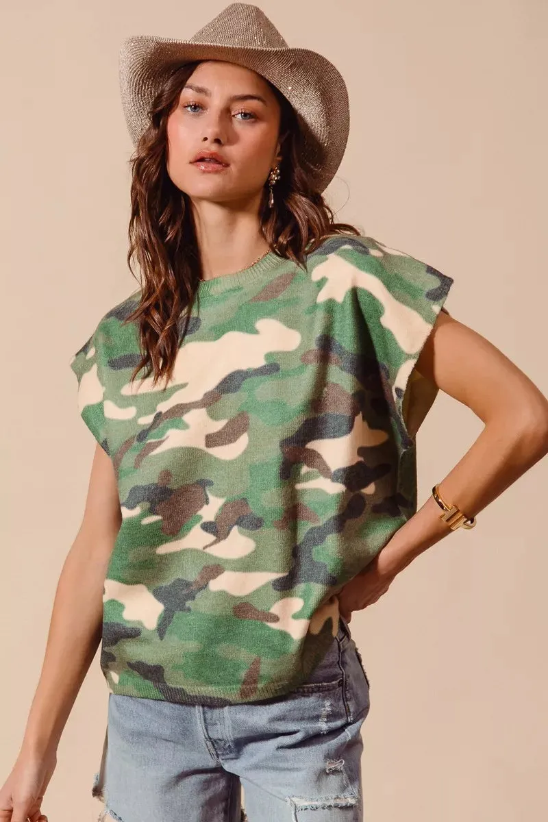 SO ME Camouflage Print Dolman Soft Sweater Top sold by Charming Charlie product image thumbnail 2