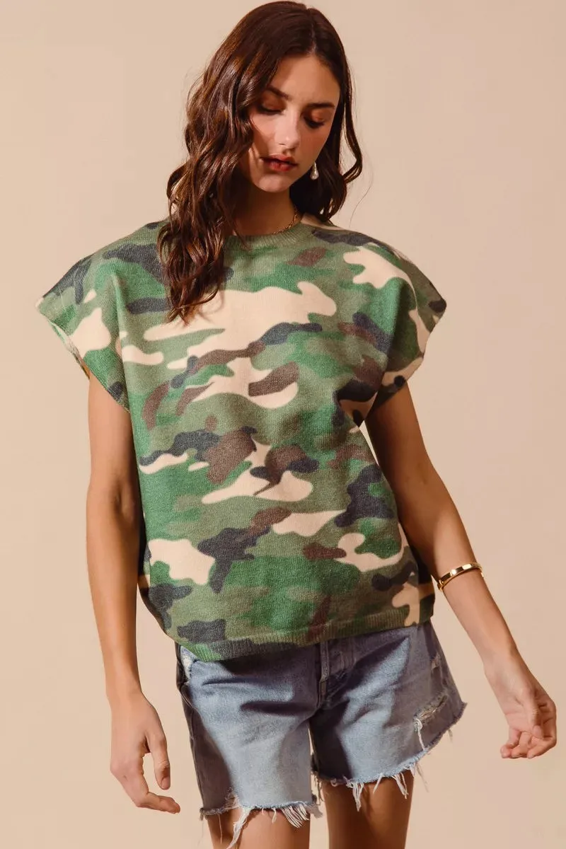 SO ME Camouflage Print Dolman Soft Sweater Top sold by Charming Charlie product image thumbnail 4