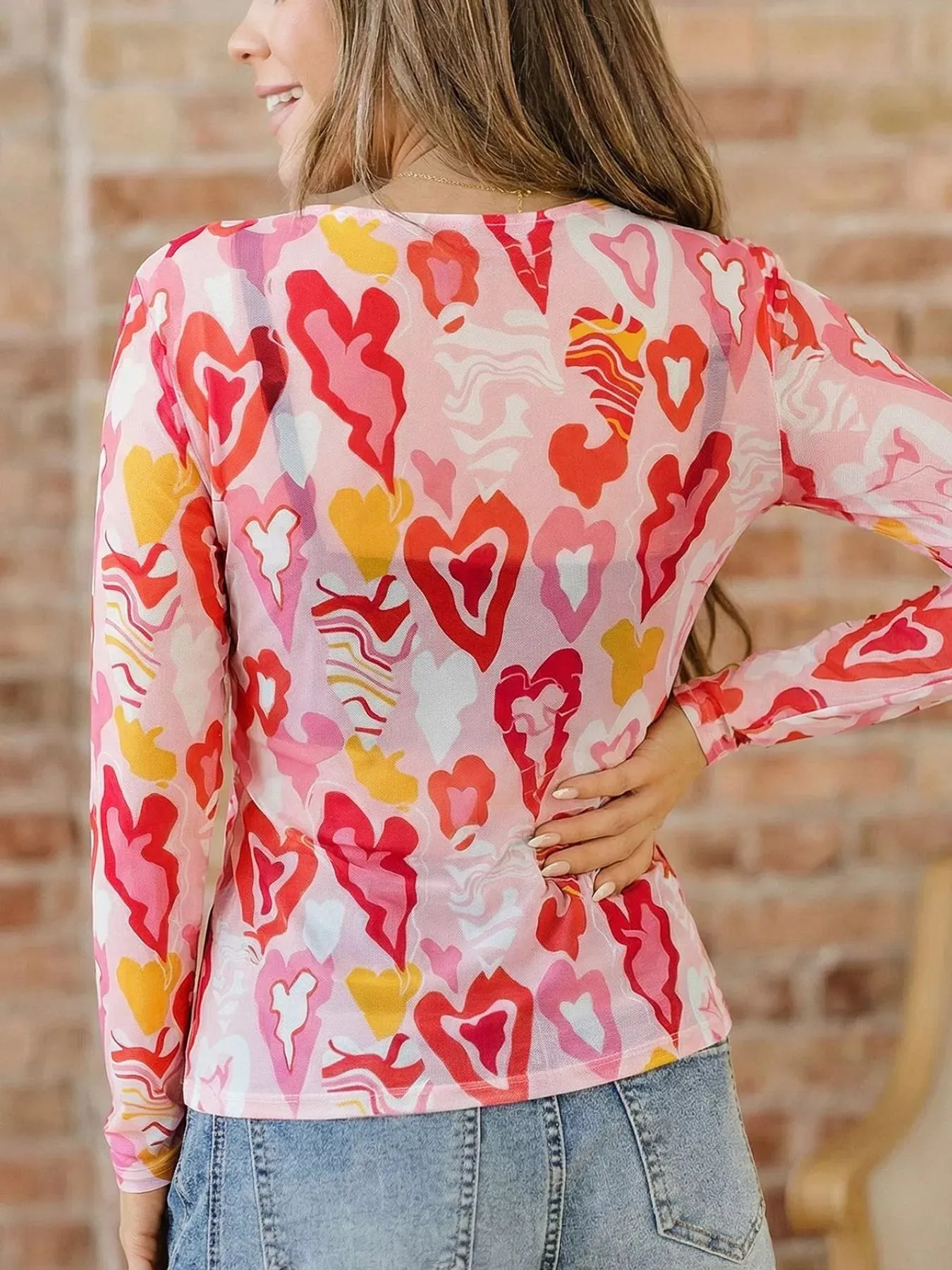 Valentine Heart Mesh Long Sleeve Top sold by Charming Charlie product image thumbnail 2