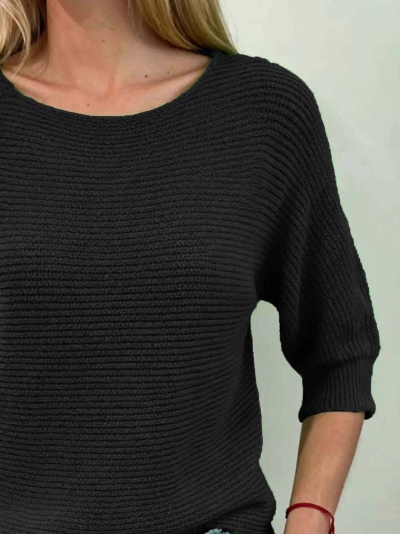 Full Size Ribbed Knit Round Neck Sweater Plus Size sold by Charming Charlie product image thumbnail 4