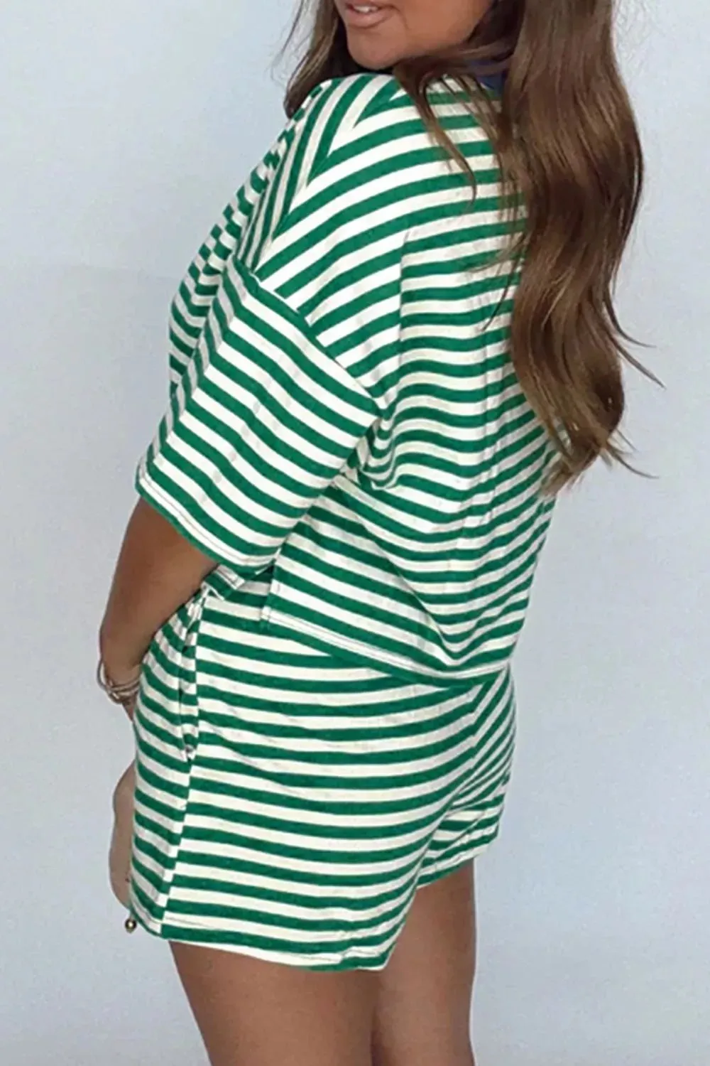 Striped Round Neck Top and Shorts Set sold by Charming Charlie product image thumbnail 5