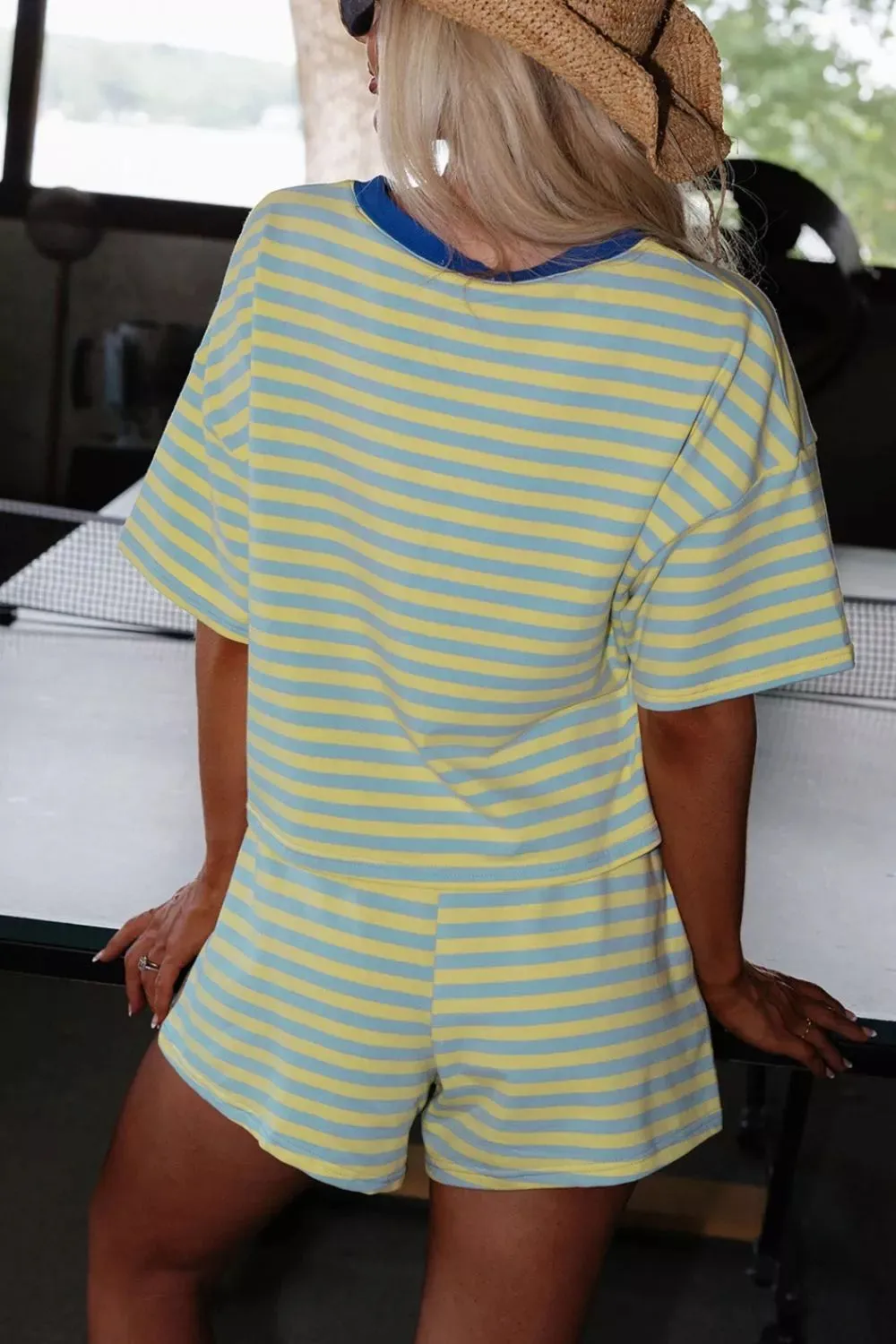 Striped Round Neck Top and Shorts Set sold by Charming Charlie product image thumbnail 3