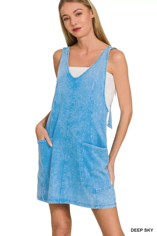 Zenana Acid Washed Overall Knit Mini Dress sold by Charming Charlie