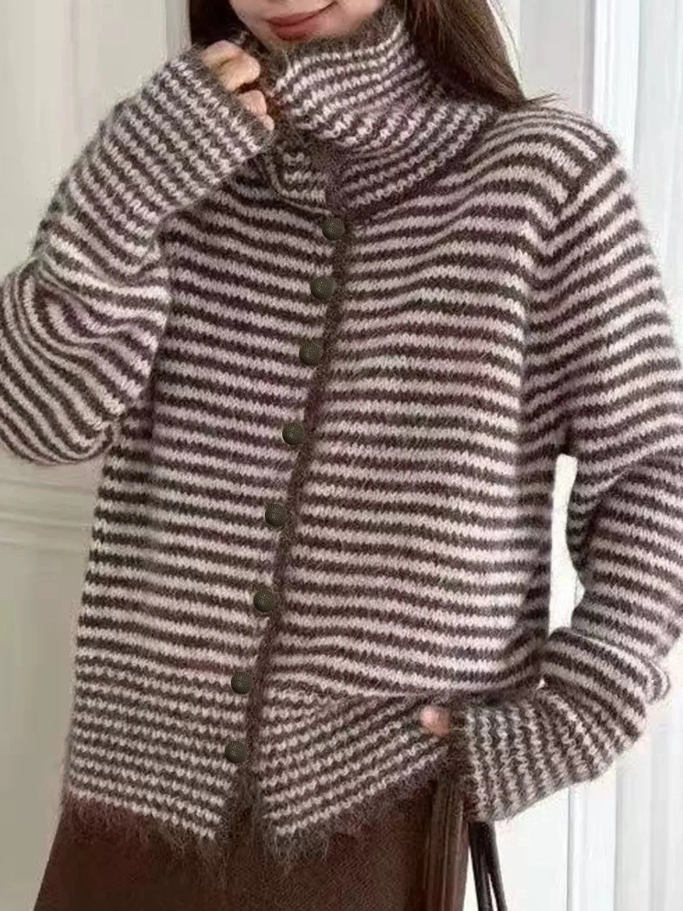 Striped Knit Button-Down Cardigan sold by Charming Charlie product image thumbnail 2