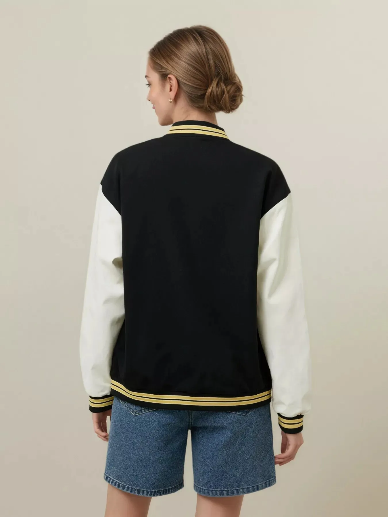 Plus Size Contrast Sleeves Snap Down Jacket sold by Charming Charlie product image thumbnail 3