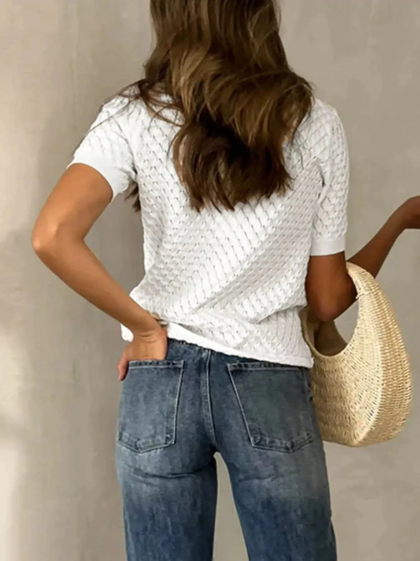 Textured Short Sleeve Knit Top sold by Charming Charlie product image thumbnail 5