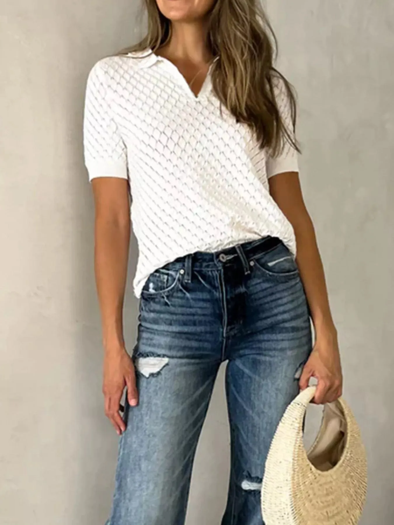 Textured Short Sleeve Knit Top sold by Charming Charlie product image thumbnail 4