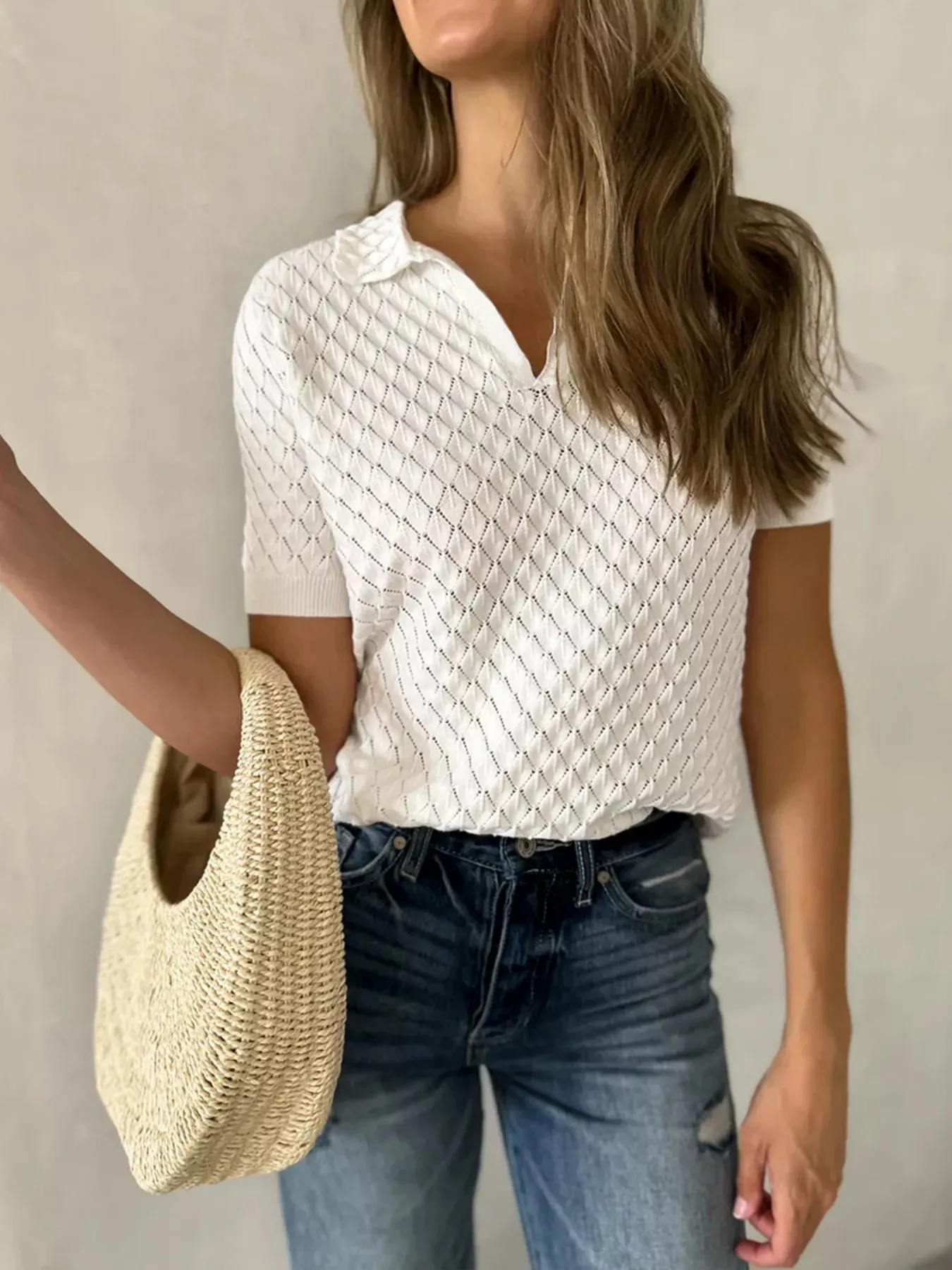 Textured Short Sleeve Knit Top sold by Charming Charlie