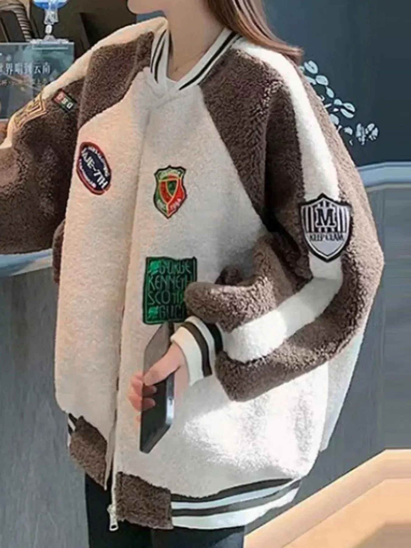 Zip Up Raglan Sleeve Fleece Jacket sold by Charming Charlie product image thumbnail 2