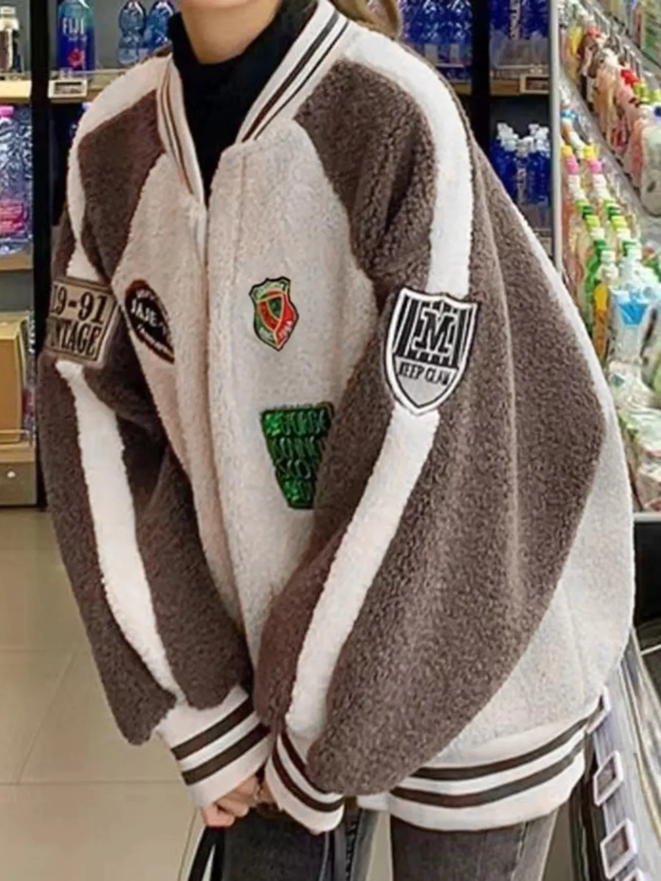 Zip Up Raglan Sleeve Fleece Jacket sold by Charming Charlie product image thumbnail 4