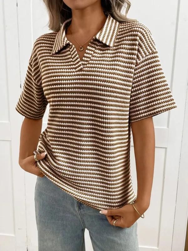 Striped Knit Short Sleeve Top sold by Charming Charlie