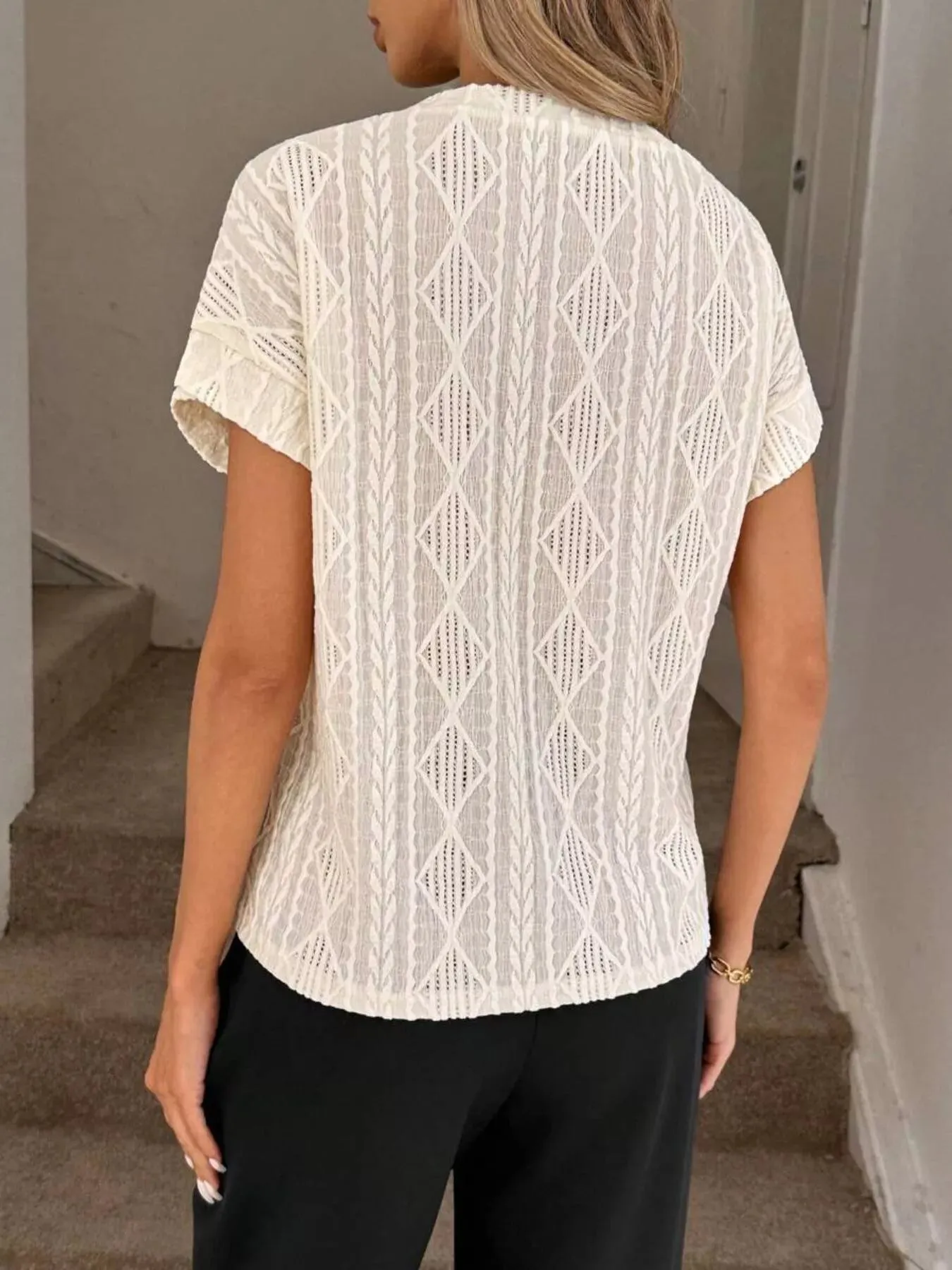 Diamond Pattern Round Neck Top sold by Charming Charlie product image thumbnail 2