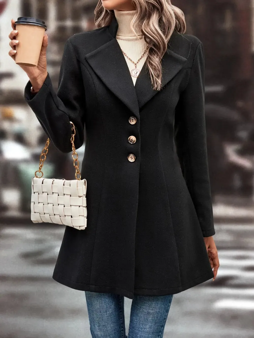 Button Up Longline Coat sold by Charming Charlie product image thumbnail 4