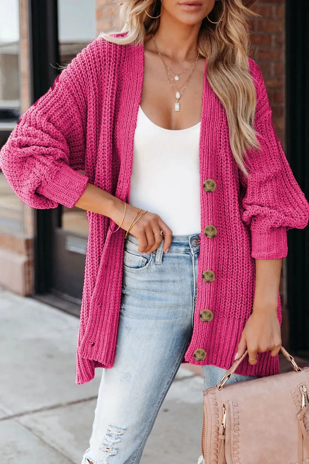 Chunky Knit Button-Down Cardigan sold by Charming Charlie