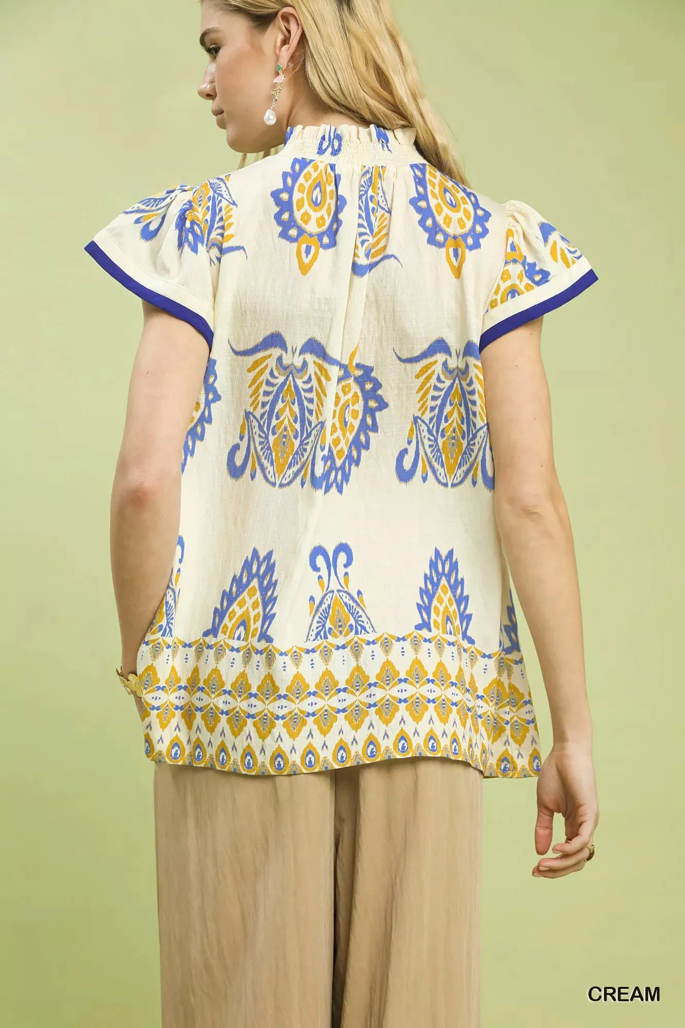 Umgee Border Print Split-Neck Boho Top sold by Charming Charlie product image thumbnail 3