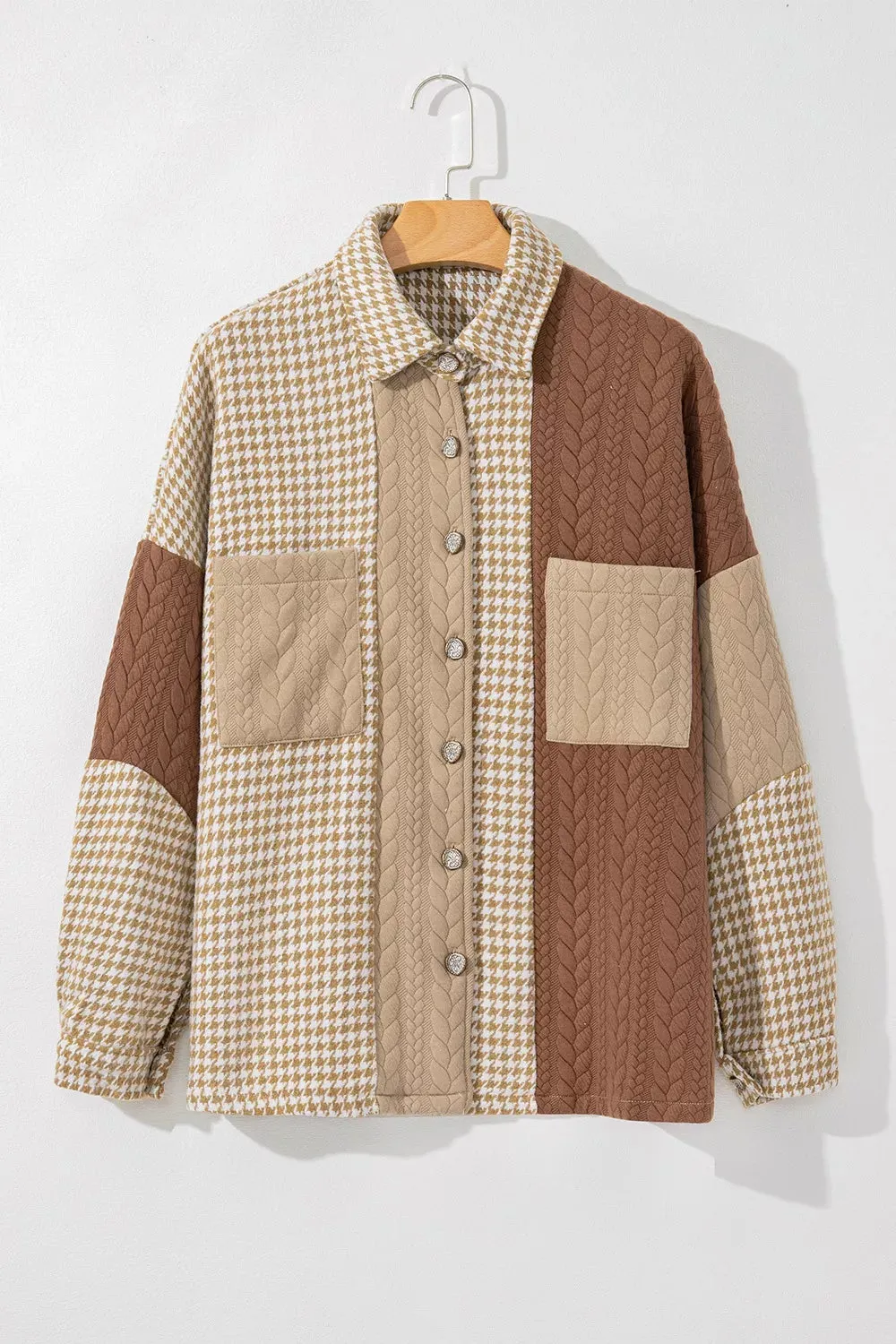 Button Down Houndstooth Color Block Shacket sold by Charming Charlie product image thumbnail 3