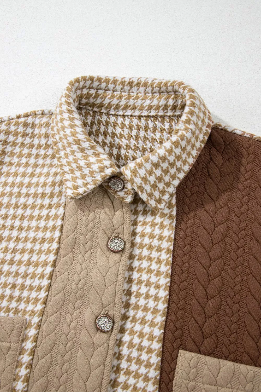 Button Down Houndstooth Color Block Shacket sold by Charming Charlie product image thumbnail 5