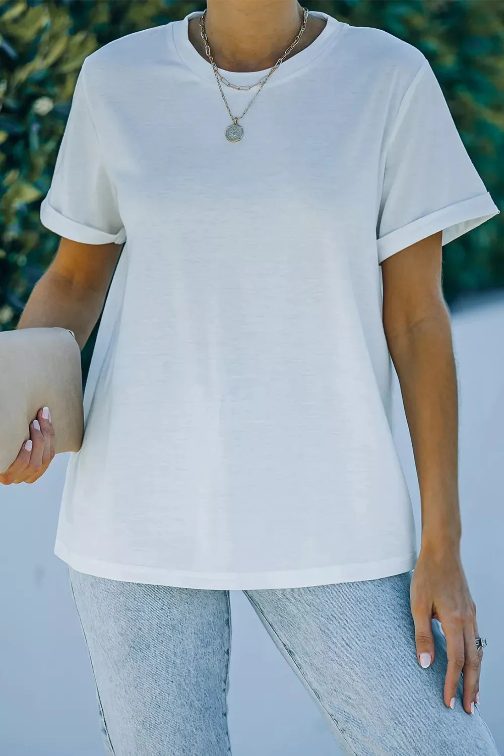 Round Neck Rolled Sleeve T-Shirt sold by Charming Charlie product image thumbnail 3