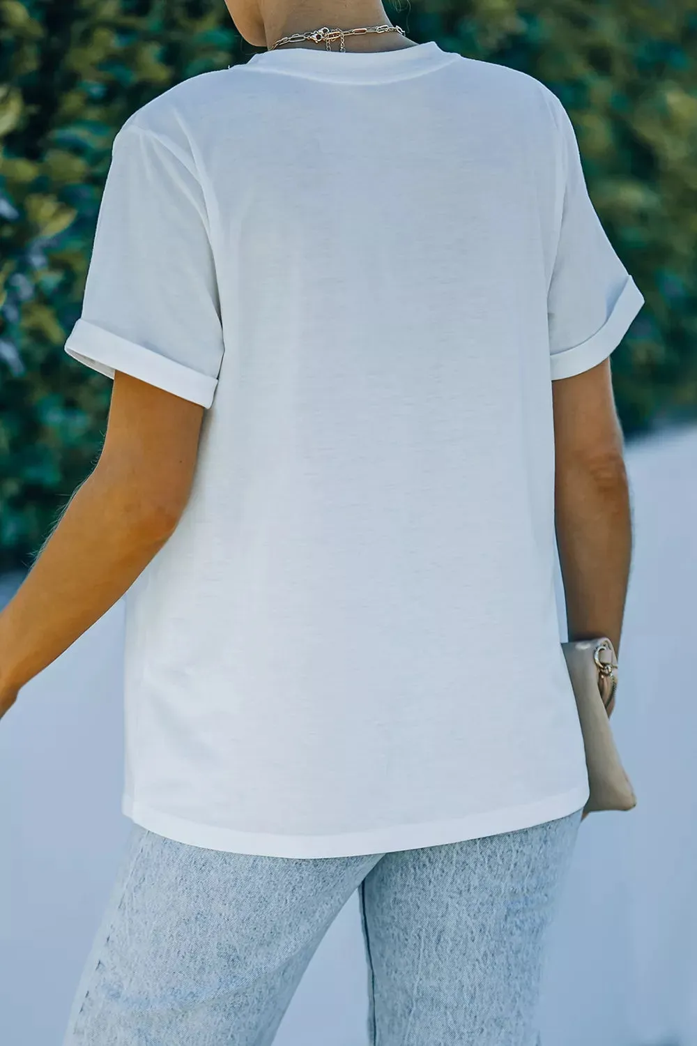 Round Neck Rolled Sleeve T-Shirt sold by Charming Charlie product image thumbnail 4