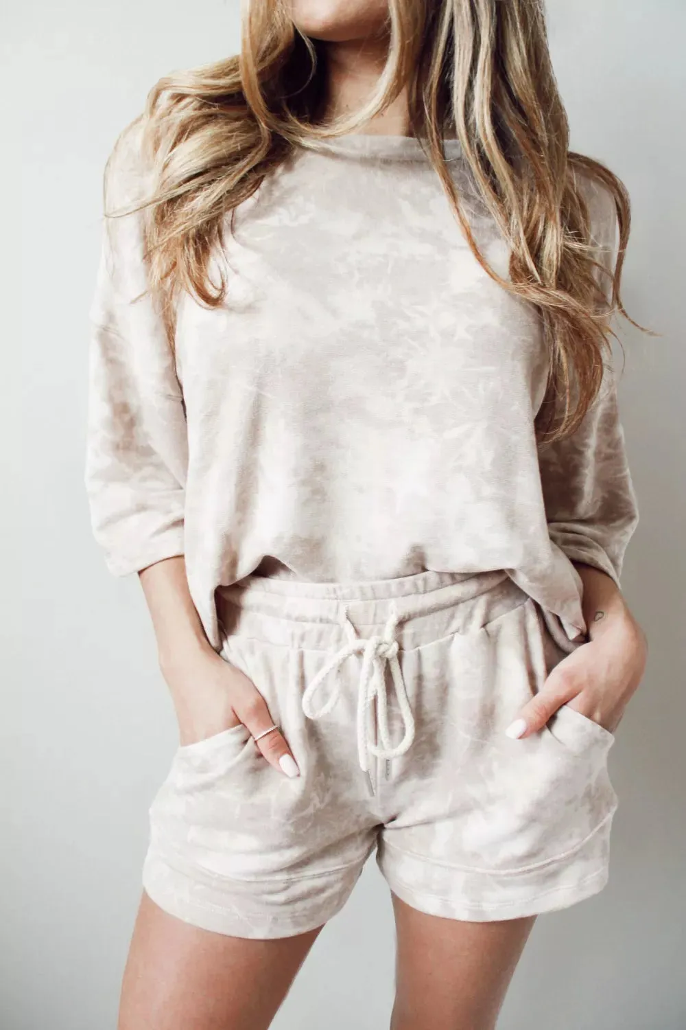 Relaxed Fit Tie-Dye Top and Shorts Set sold by Charming Charlie