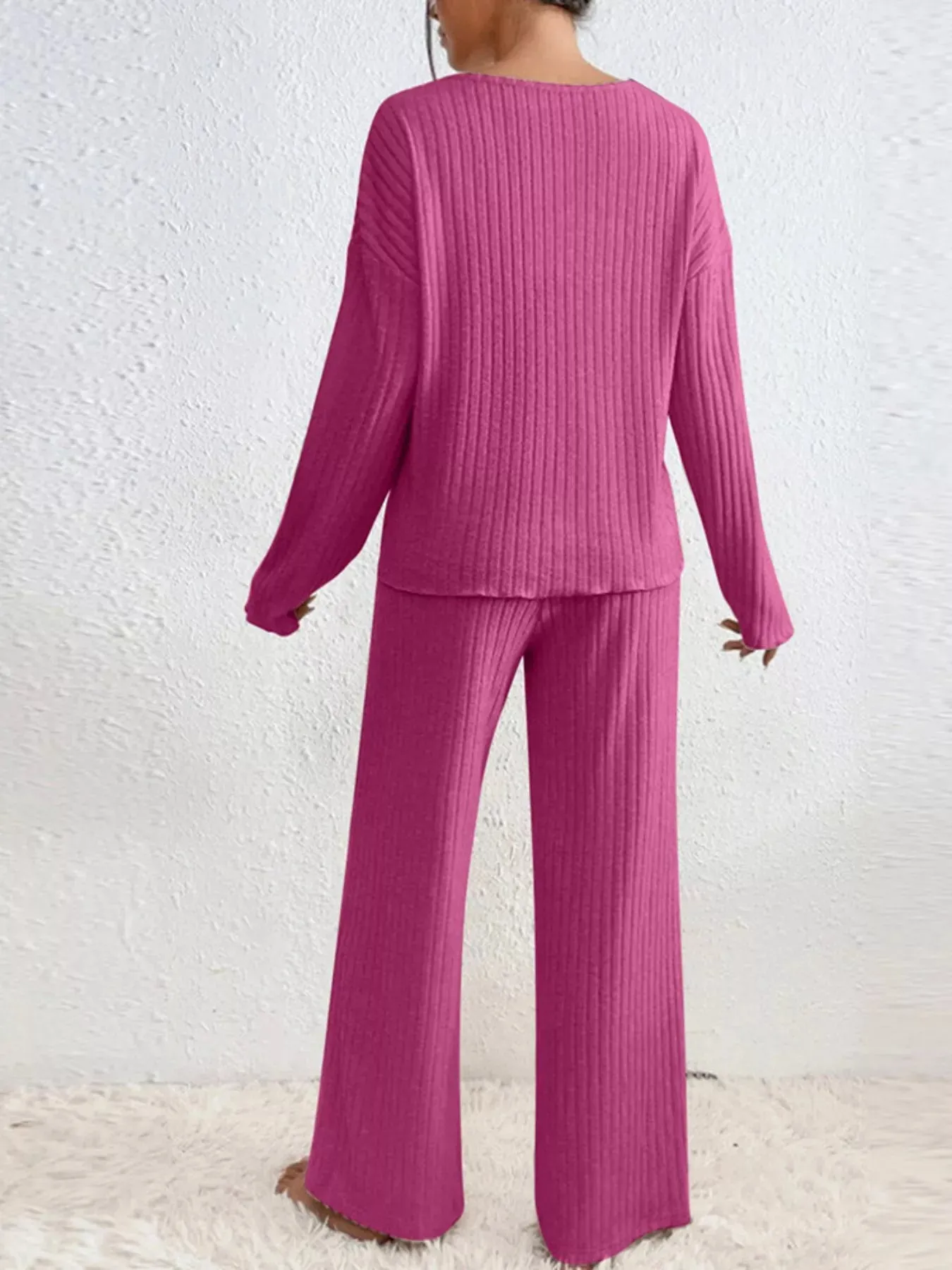Ribbed Knit V-Neck Top and Pants Set sold by Charming Charlie product image thumbnail 2