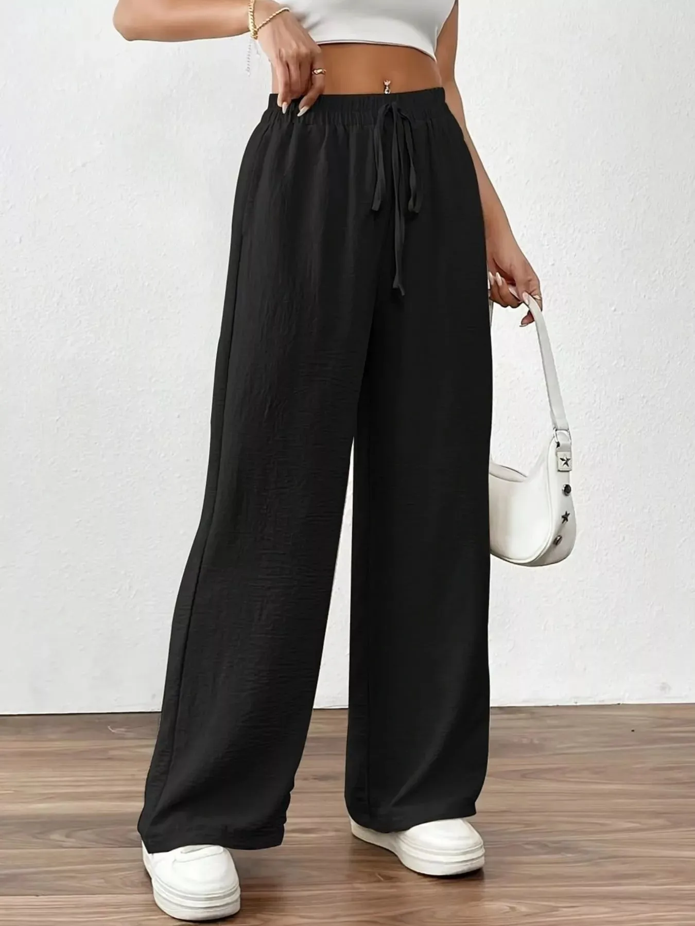 Casual Drawstring Wide Leg Pants sold by Charming Charlie product image thumbnail 5