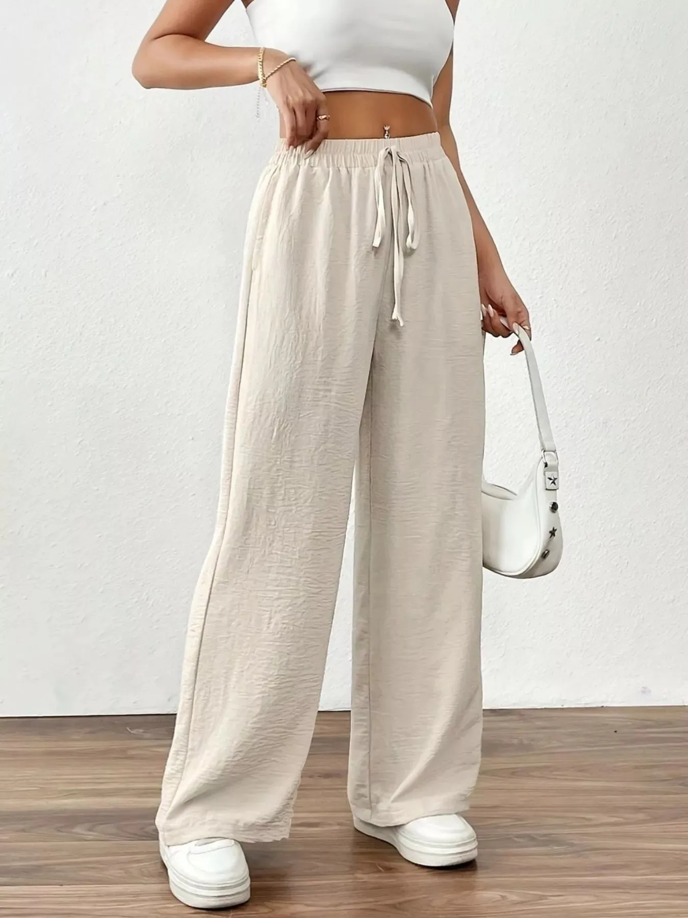 Casual Drawstring Wide Leg Pants sold by Charming Charlie product image thumbnail 2