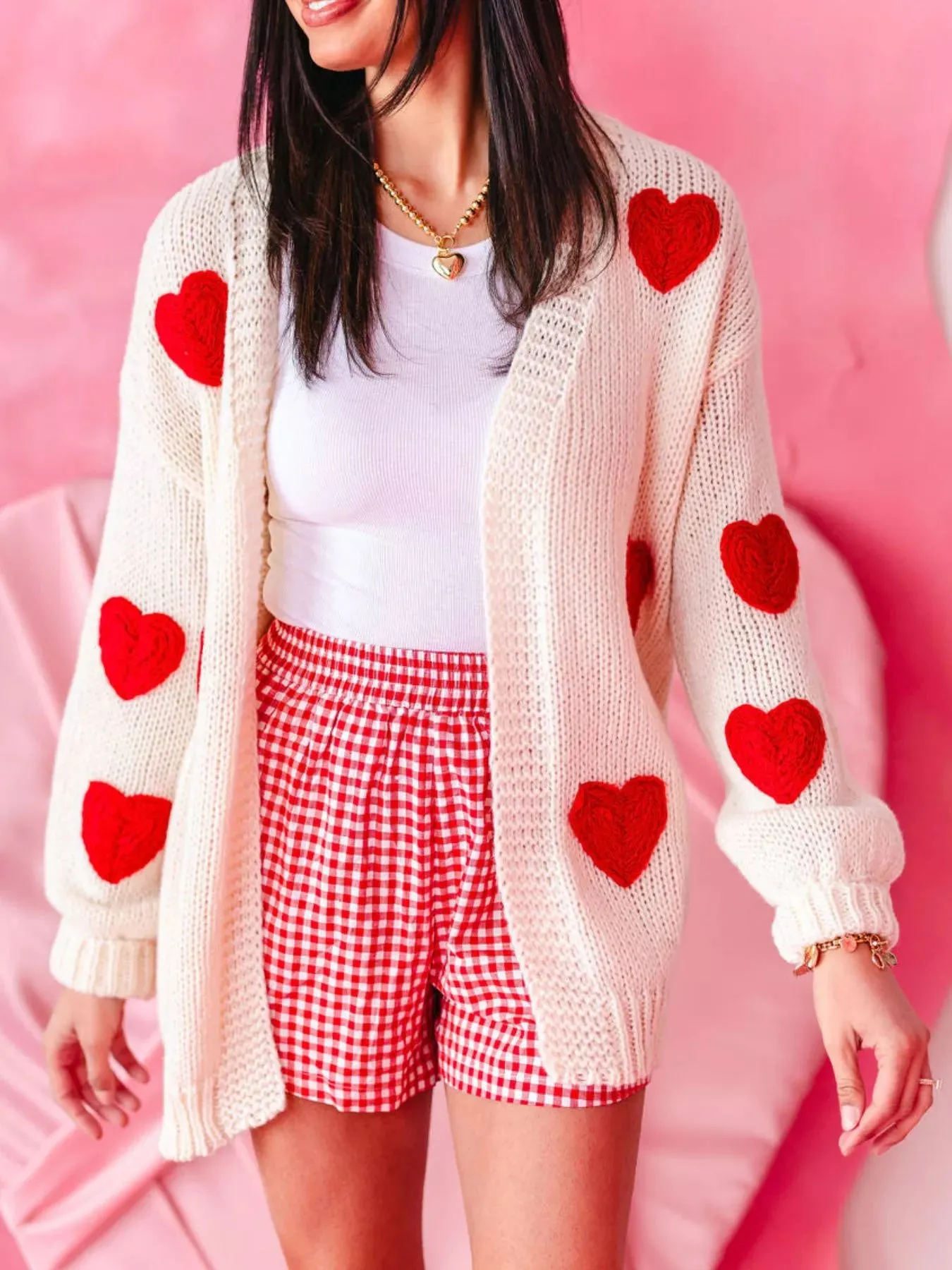 Heart Open Front Dropped Shoulder Cardigan sold by Charming Charlie product image thumbnail 2