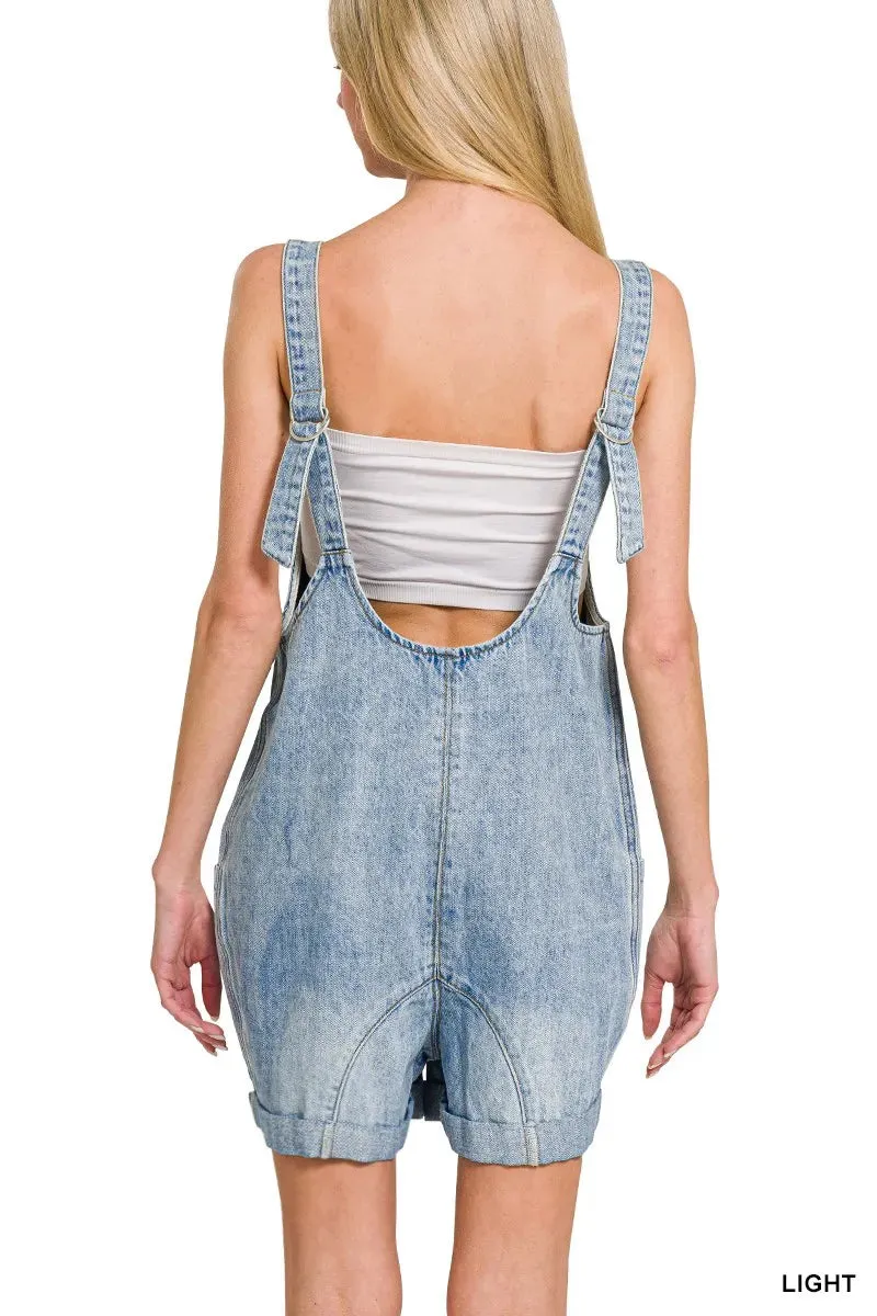 Zenana Denim Short Overalls with Pockets sold by Charming Charlie product image thumbnail 4