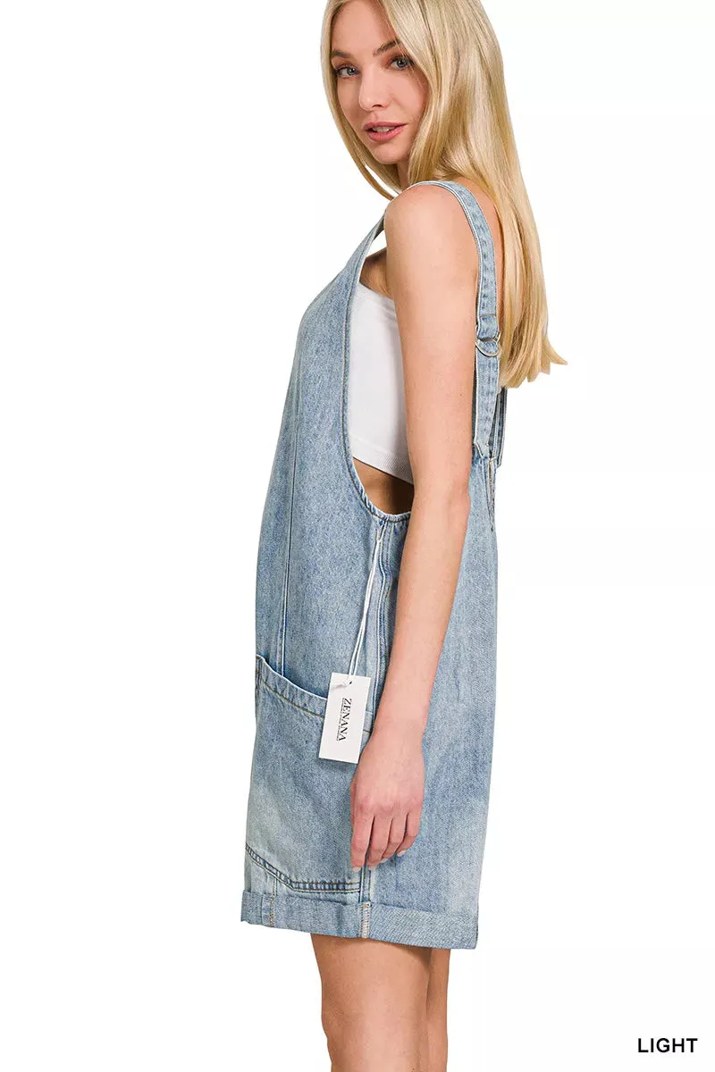 Zenana Denim Short Overalls with Pockets sold by Charming Charlie product image thumbnail 2