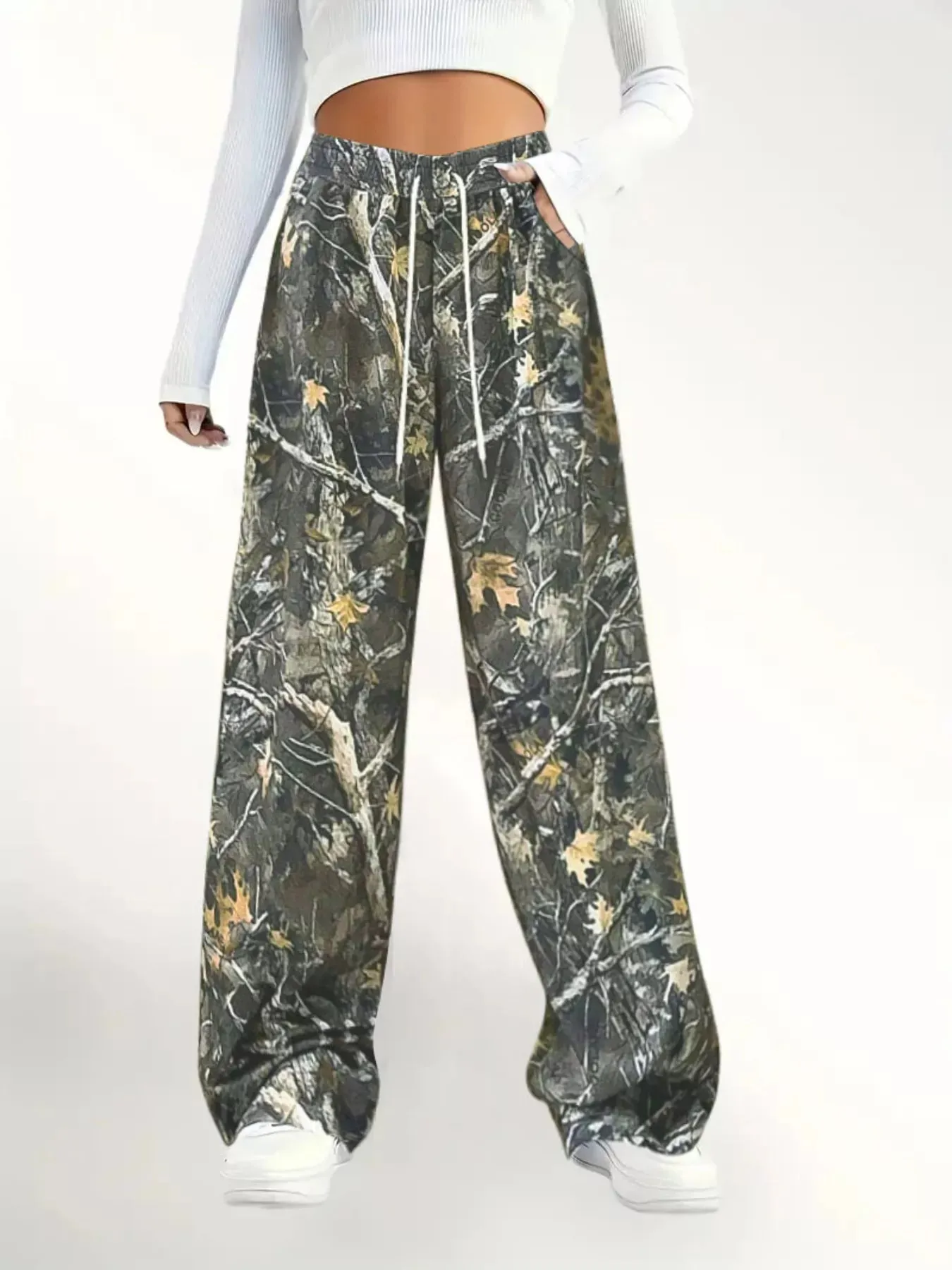 Relaxed Fit Camo Print Drawstring Waist Pants sold by Charming Charlie product image thumbnail 2
