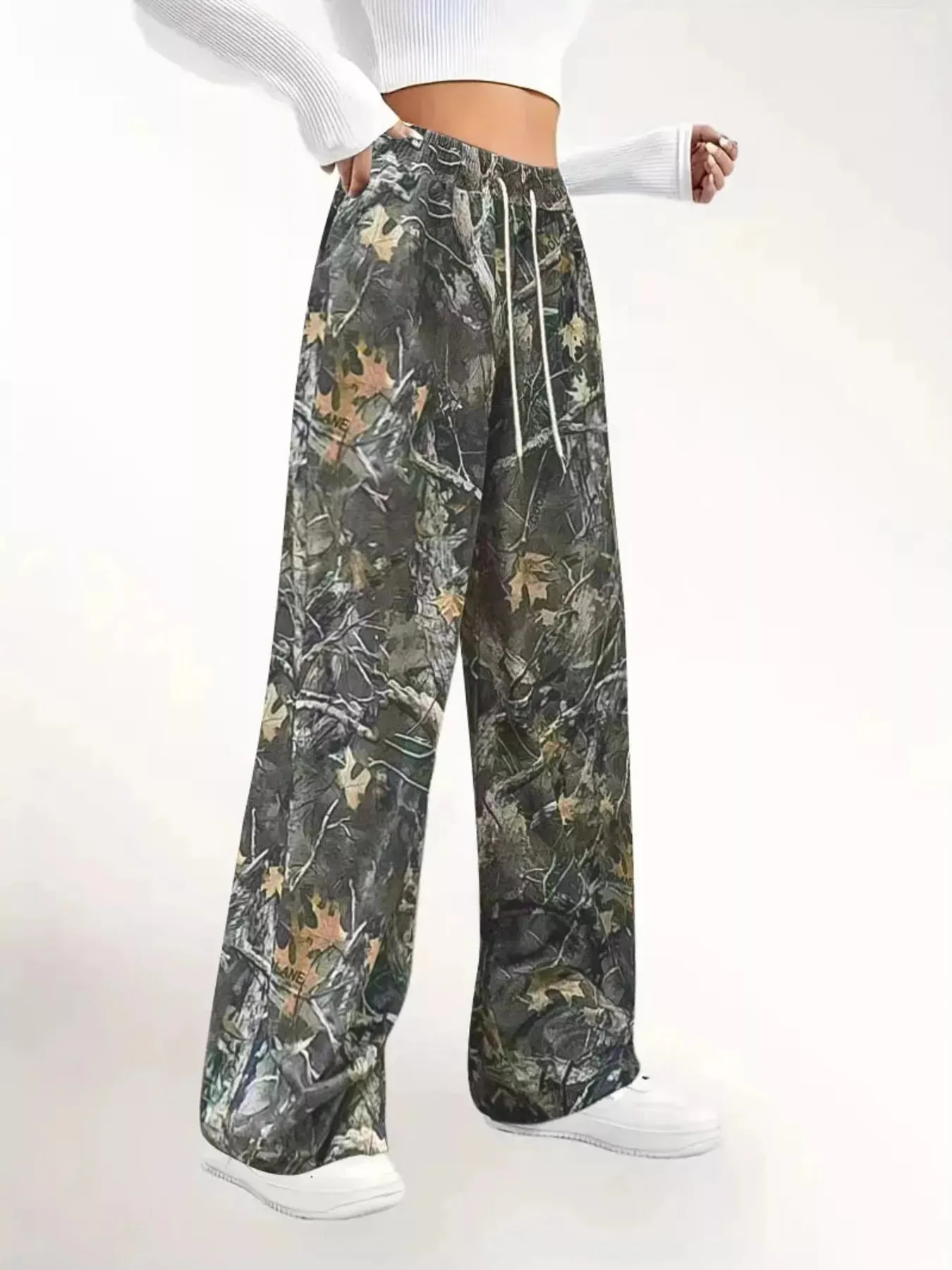 Relaxed Fit Camo Print Drawstring Waist Pants sold by Charming Charlie product image thumbnail 3