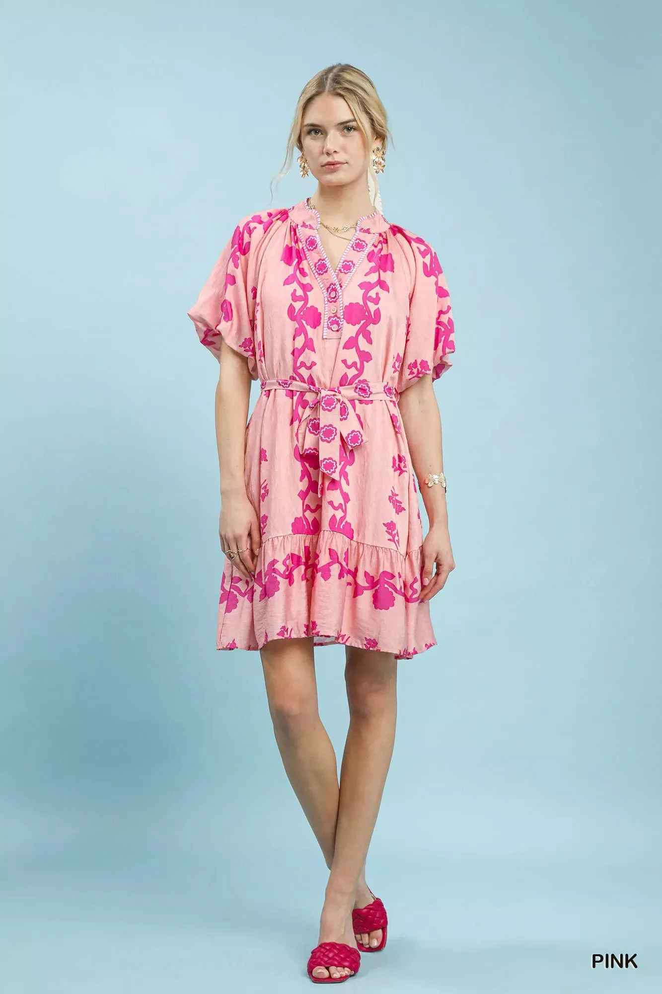 Umgee Floral Tie-Waist Boho Mini Dress sold by Charming Charlie product image thumbnail 5