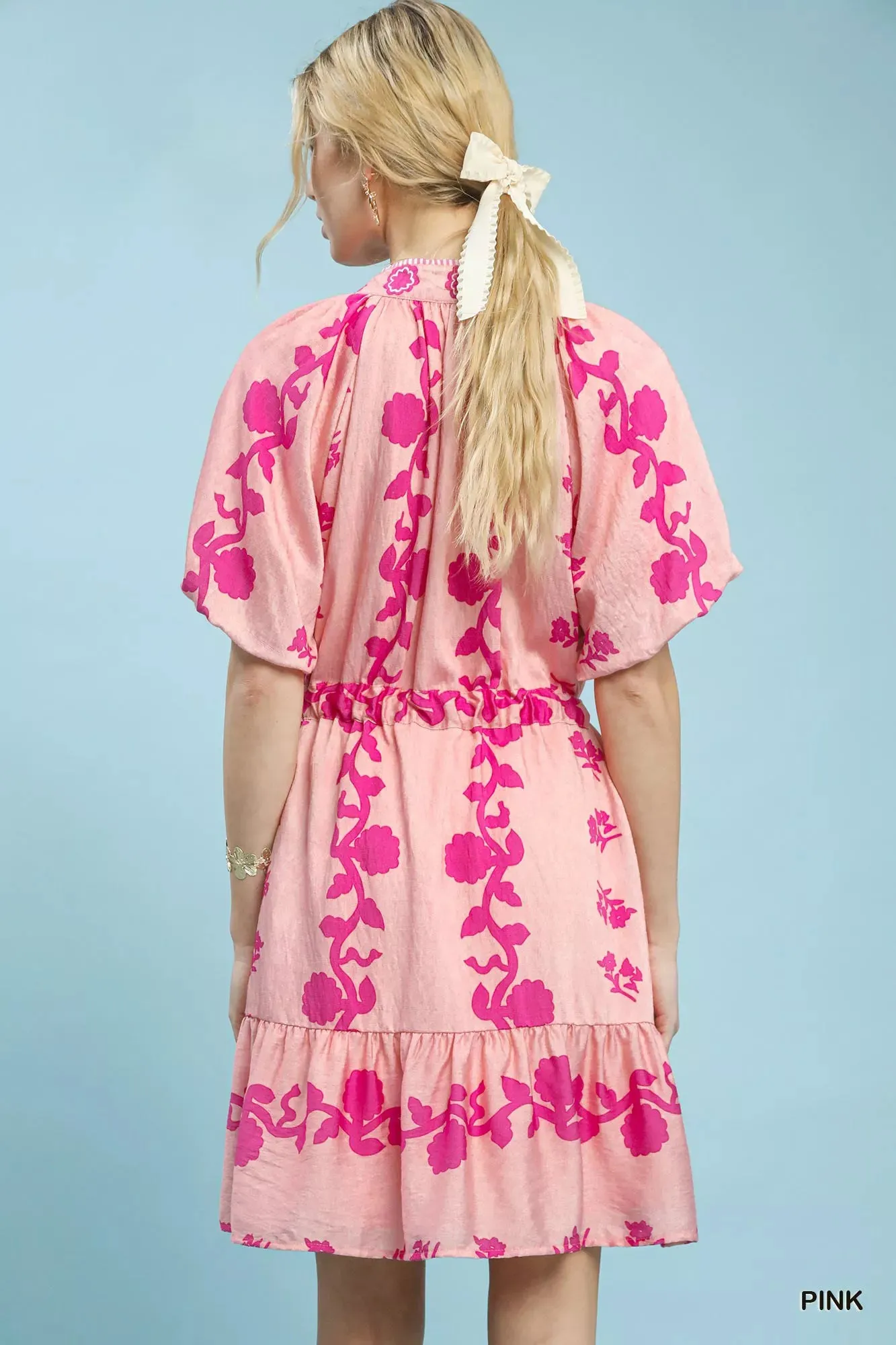 Umgee Floral Tie-Waist Boho Mini Dress sold by Charming Charlie product image thumbnail 3