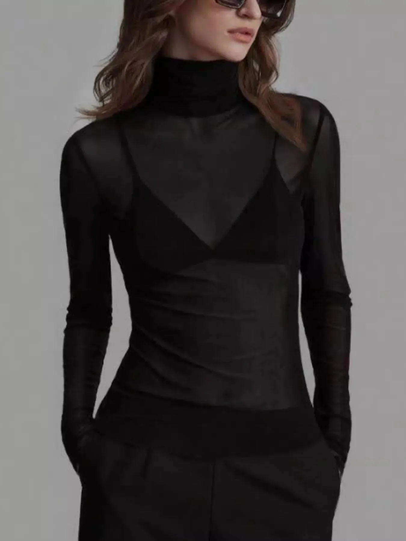 Sheer Mesh Turtleneck Top sold by Charming Charlie product image thumbnail 3