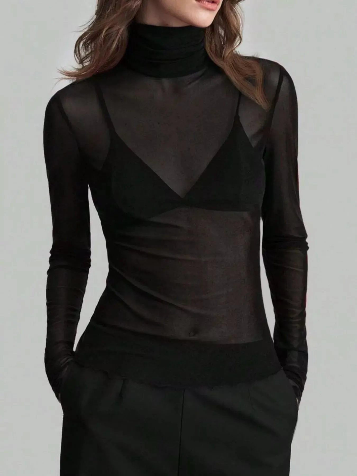 Sheer Mesh Turtleneck Top sold by Charming Charlie