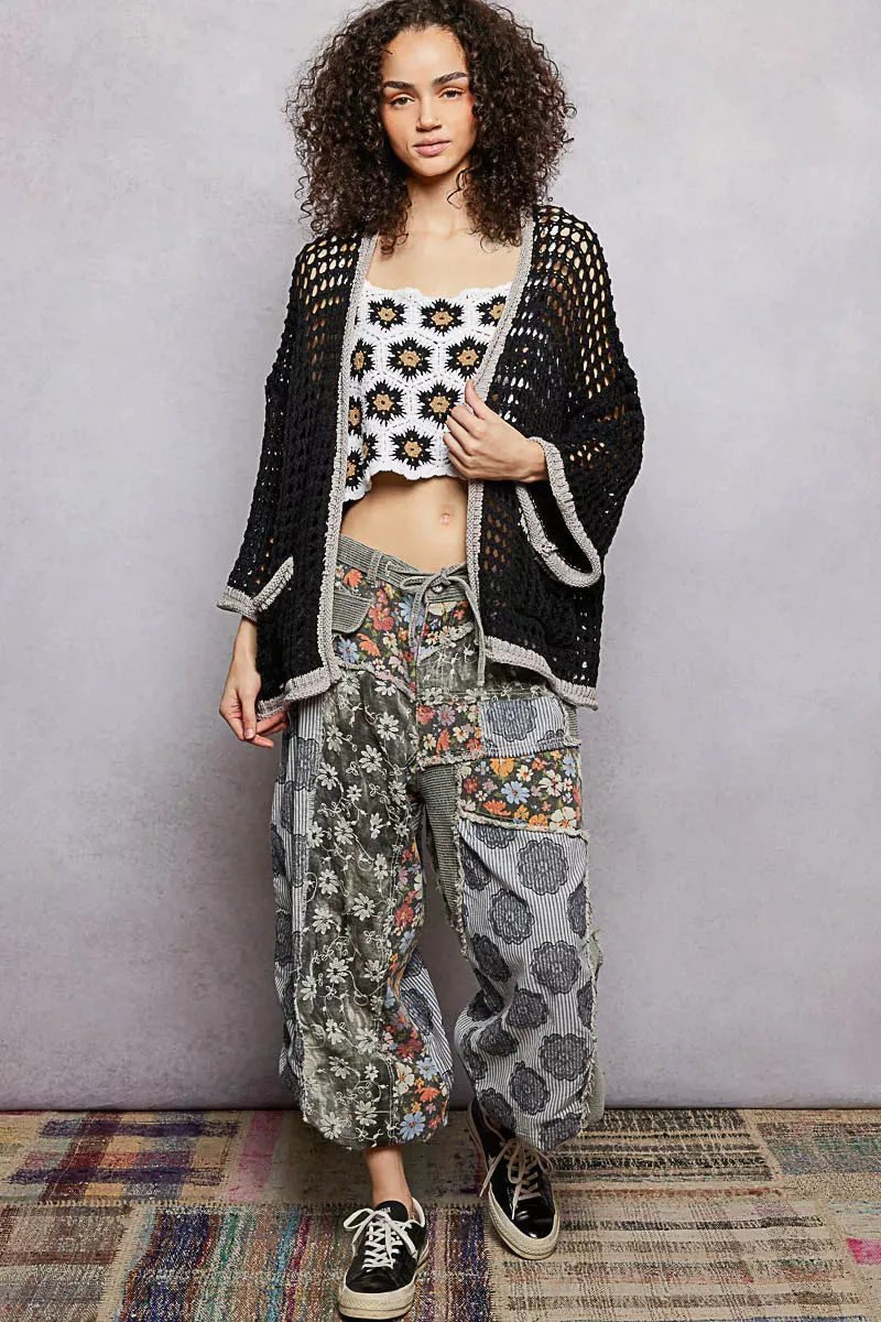 POL Open Front Openwork Cardigan with Contrast Trim sold by Charming Charlie product image thumbnail 5