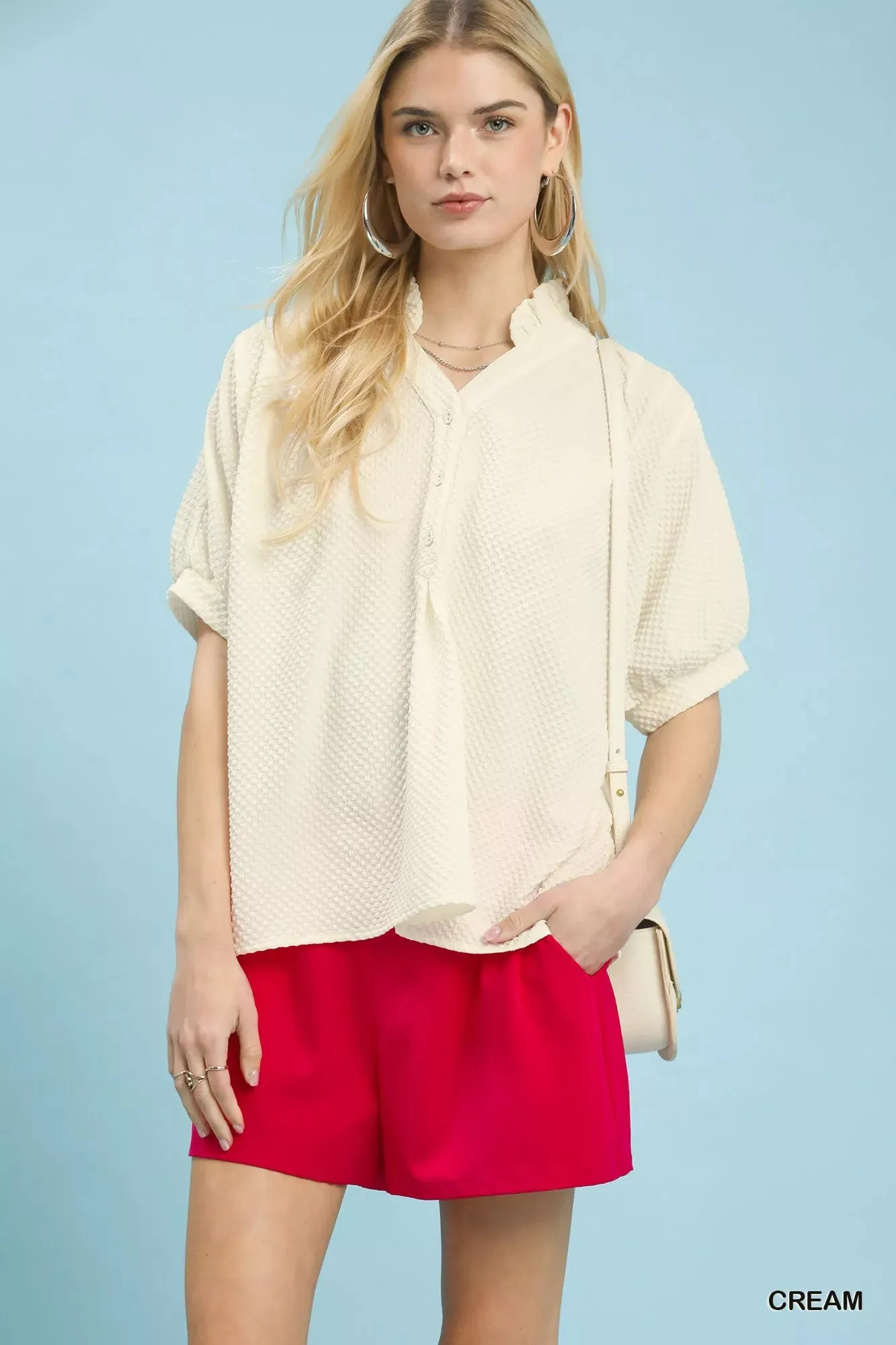 Umgee Textured Jacquard Short Sleeve Top sold by Charming Charlie