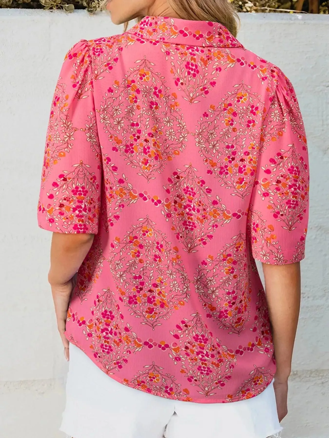Floral Print Puff Sleeve Shirt sold by Charming Charlie product image thumbnail 3