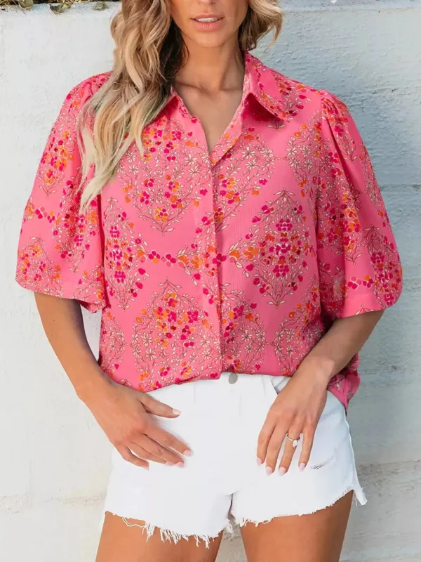 Floral Print Puff Sleeve Shirt sold by Charming Charlie