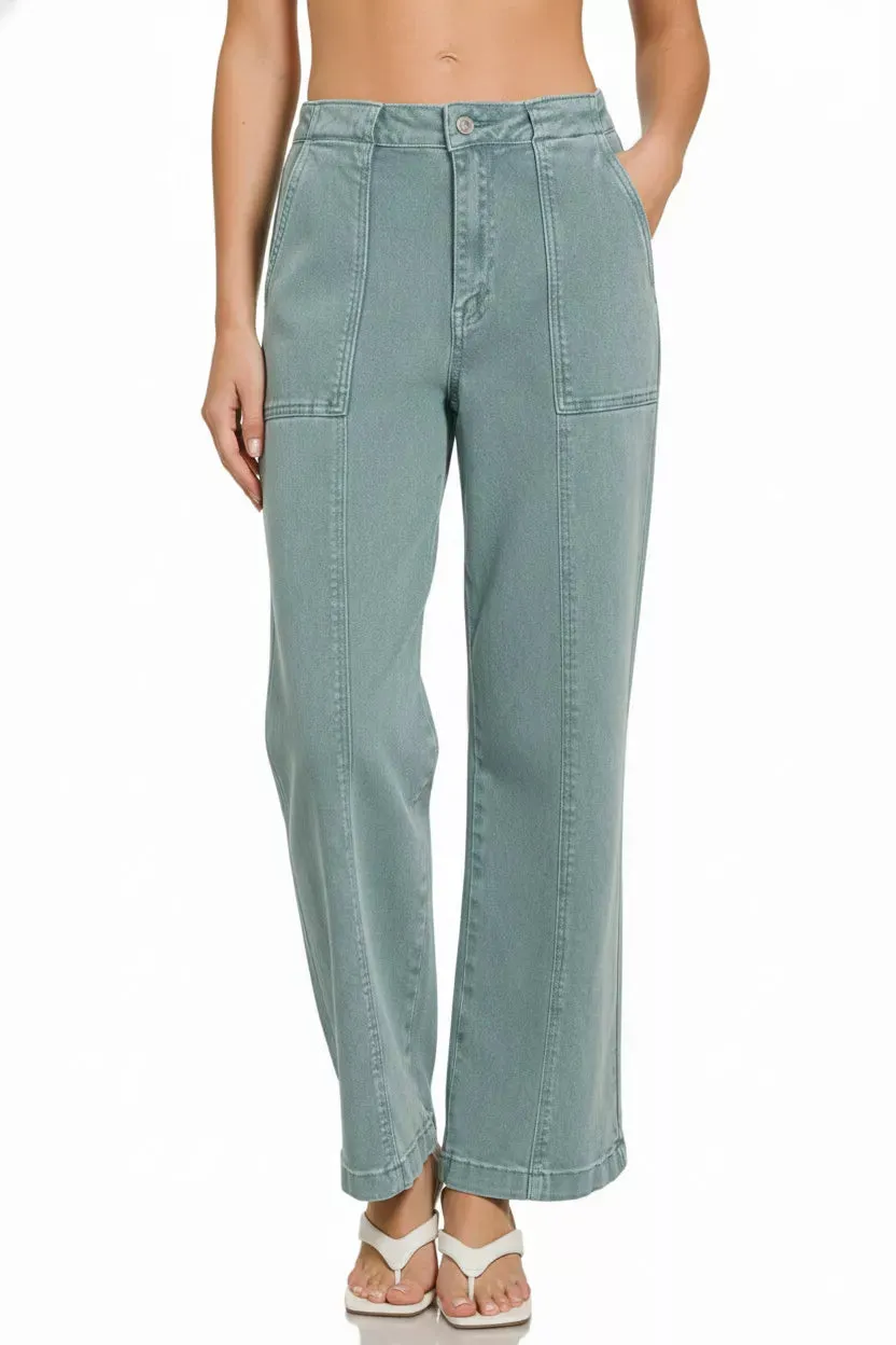 Zenana Straight Leg Utility Pocket Jeans sold by Charming Charlie product image thumbnail 3