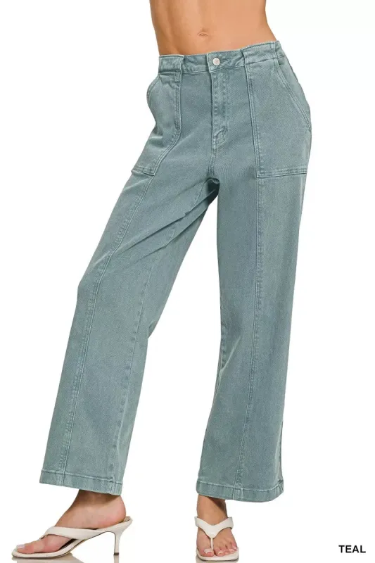 Zenana Straight Leg Utility Pocket Jeans sold by Charming Charlie